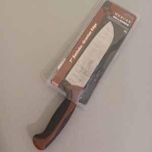 Mercer Culinary Millennia 7-Inch Granton Edge Santoku Knife Brown NEW